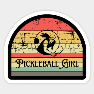 pickleball  girl player retro sunset groovy design Sticker